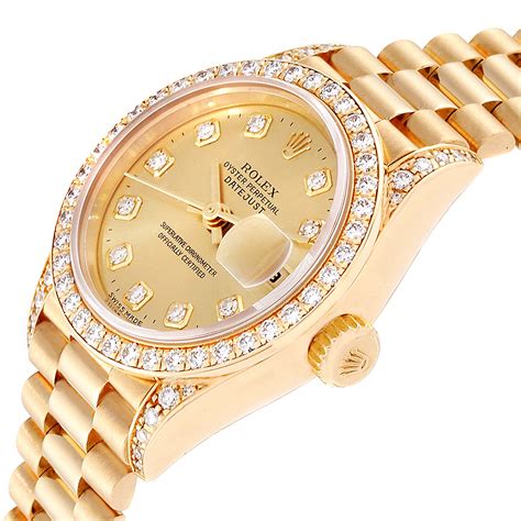 rolex women's gold president|Rolex lady Datejust yellow gold.